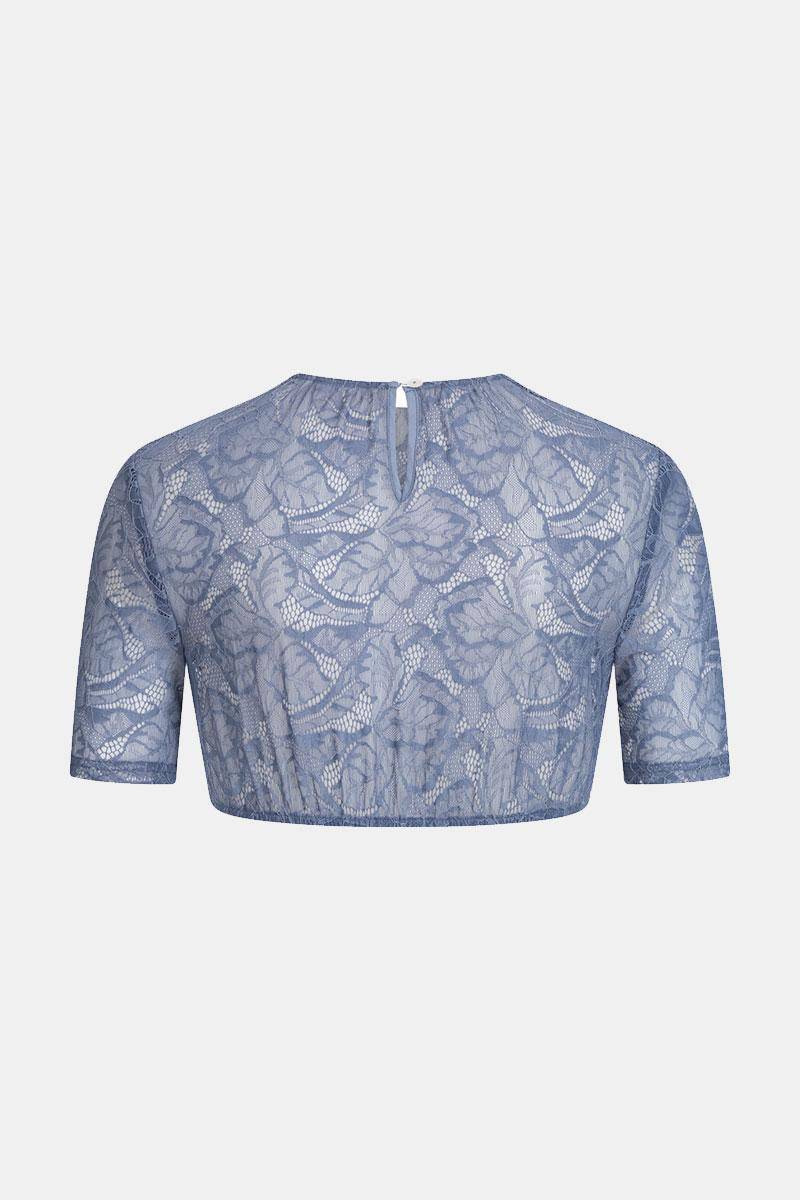 Spitzenbluse blau Clearance