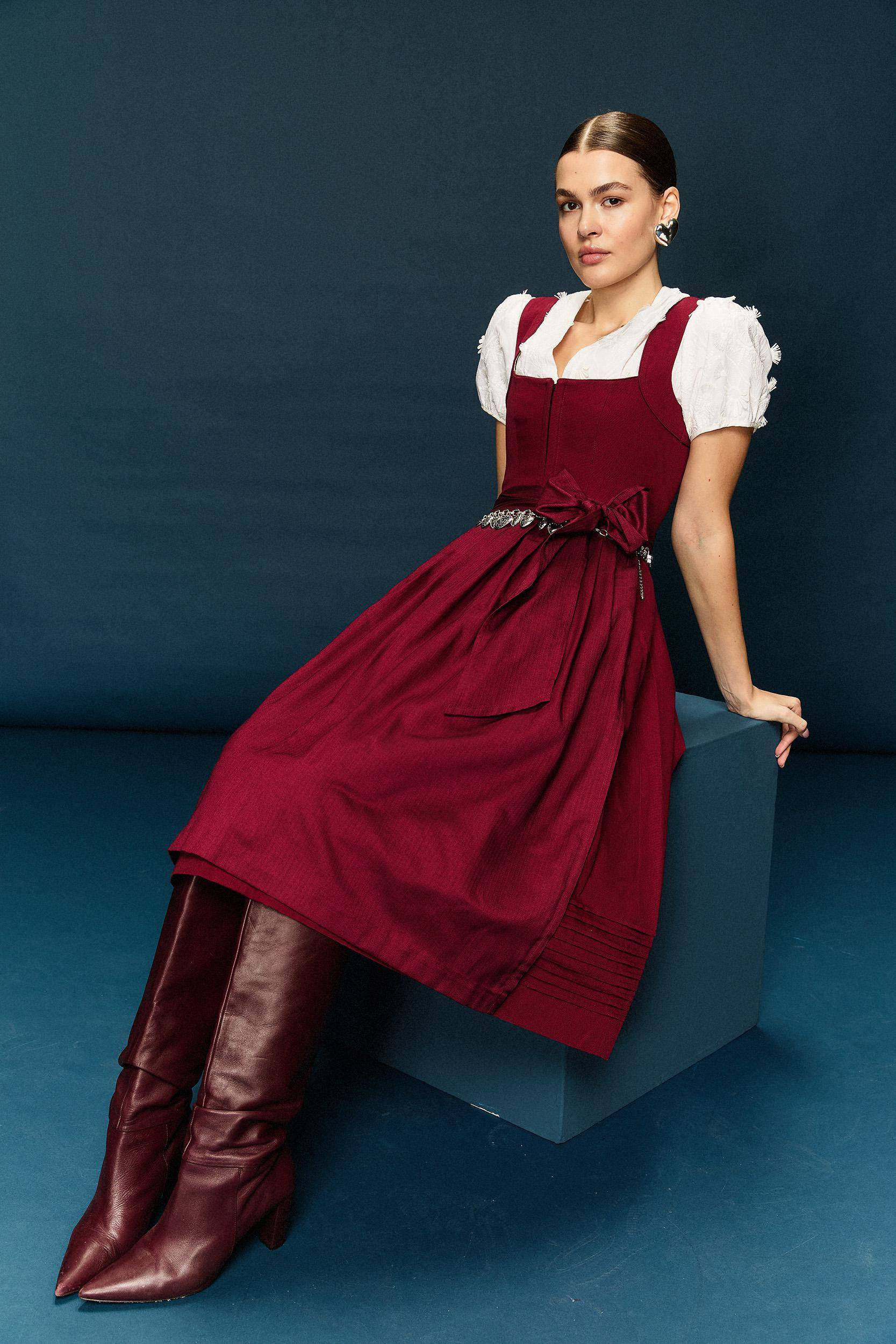 open lace back dress Short Black and Red Dirndl Dress Set (3-Piece) – Sizes [0–18] main image 1