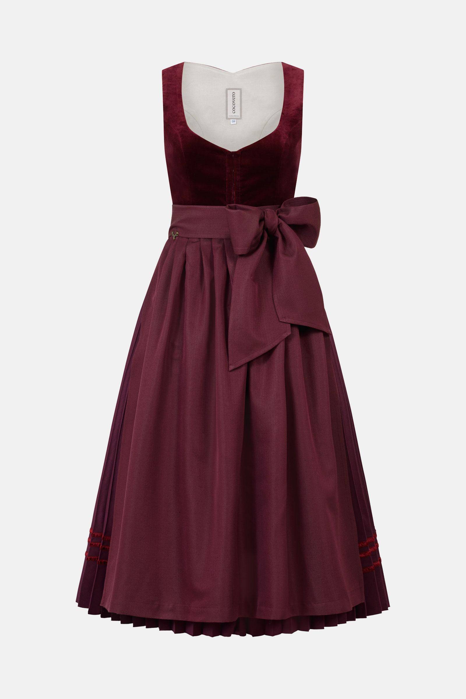 Dirndl Jette Plissee Velvet Wine